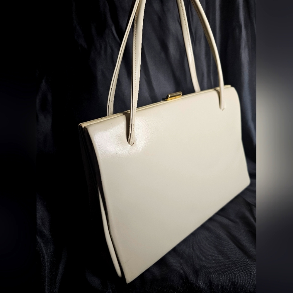 Vintage Thalhimers Cream Leather Handbag